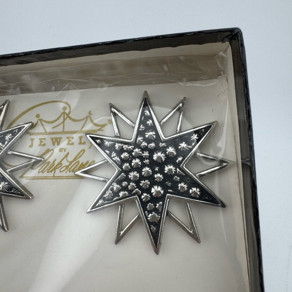 Park Lane Vintage‎ Starburst Silver Star Clip Earrings NIB - Picture 2 of 5